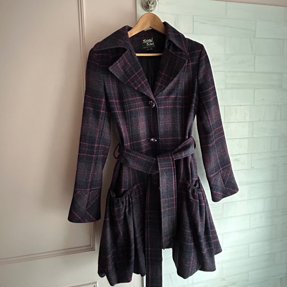 Wool Peplum Mid Length Coat